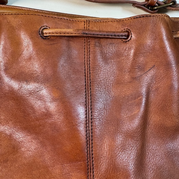 Madewell Lafayette Drawstring Tote Bucket Bag Leather Brown Bag - Picture 10 of 11